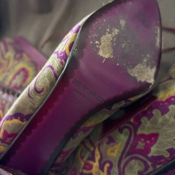 ETRO Vintage Velvet Knee High Leather Boots EU 37.5 US 7.5 - Picture 5 of 7